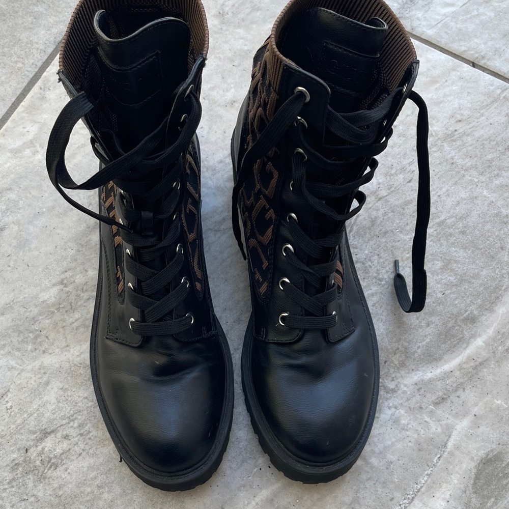 Guess Black and Brown Lace Up Boots